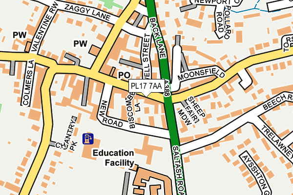 PL17 7AA map - OS OpenMap – Local (Ordnance Survey)