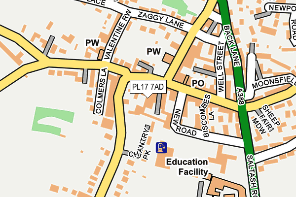 PL17 7AD map - OS OpenMap – Local (Ordnance Survey)