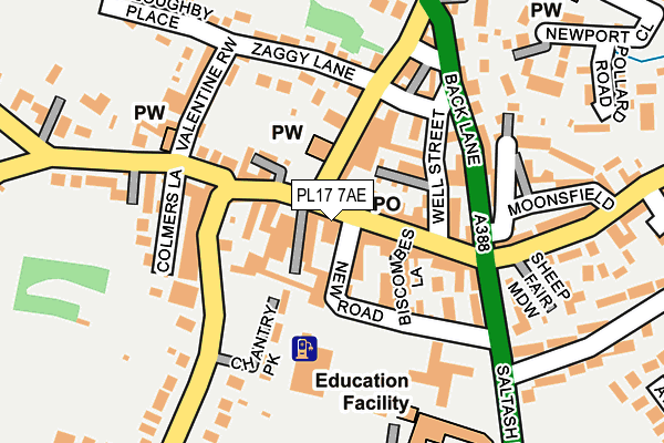 PL17 7AE map - OS OpenMap – Local (Ordnance Survey)