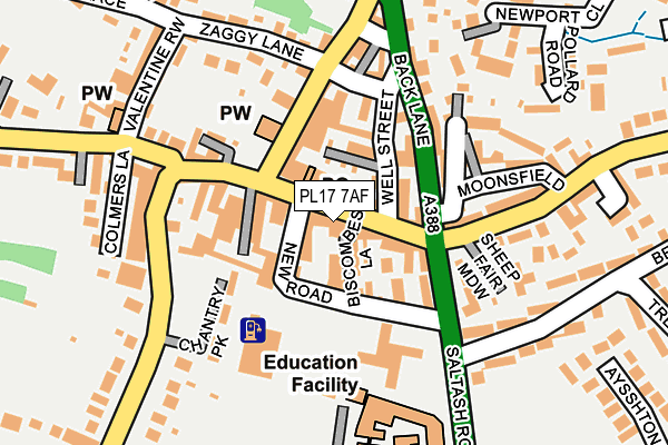 PL17 7AF map - OS OpenMap – Local (Ordnance Survey)