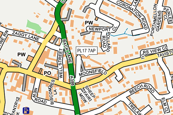PL17 7AP map - OS OpenMap – Local (Ordnance Survey)