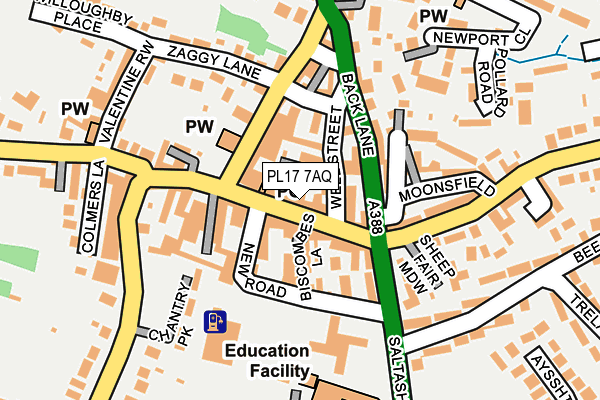 PL17 7AQ map - OS OpenMap – Local (Ordnance Survey)