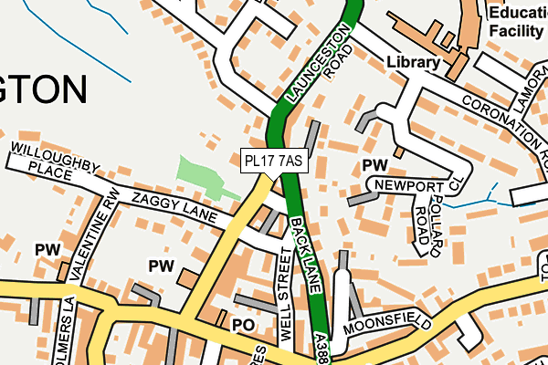 PL17 7AS map - OS OpenMap – Local (Ordnance Survey)