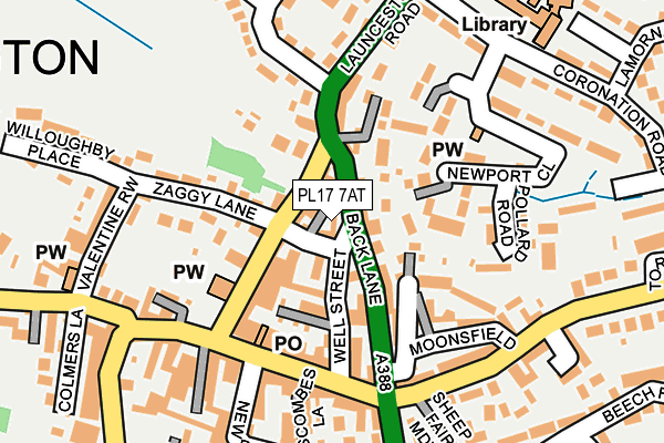 PL17 7AT map - OS OpenMap – Local (Ordnance Survey)