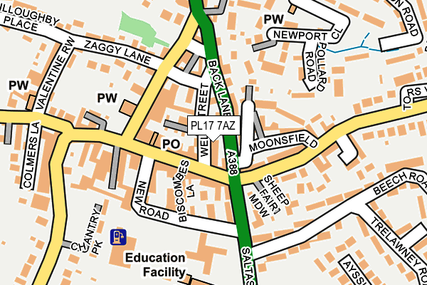 PL17 7AZ map - OS OpenMap – Local (Ordnance Survey)