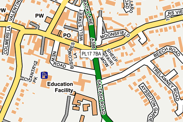 PL17 7BA map - OS OpenMap – Local (Ordnance Survey)