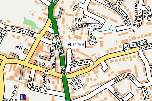 PL17 7BH map - OS OpenMap – Local (Ordnance Survey)