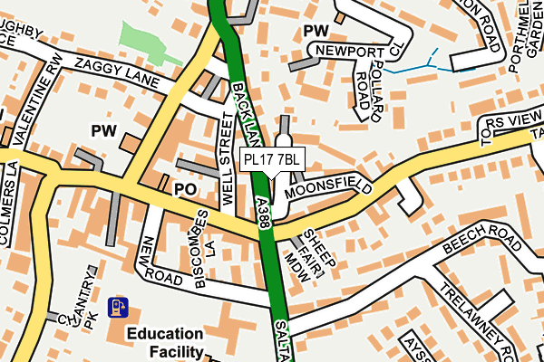 PL17 7BL map - OS OpenMap – Local (Ordnance Survey)