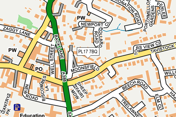 PL17 7BQ map - OS OpenMap – Local (Ordnance Survey)