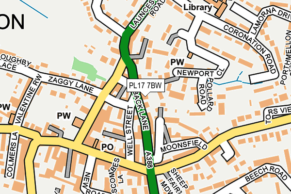 PL17 7BW map - OS OpenMap – Local (Ordnance Survey)