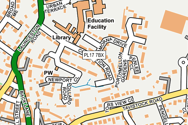 PL17 7BX map - OS OpenMap – Local (Ordnance Survey)