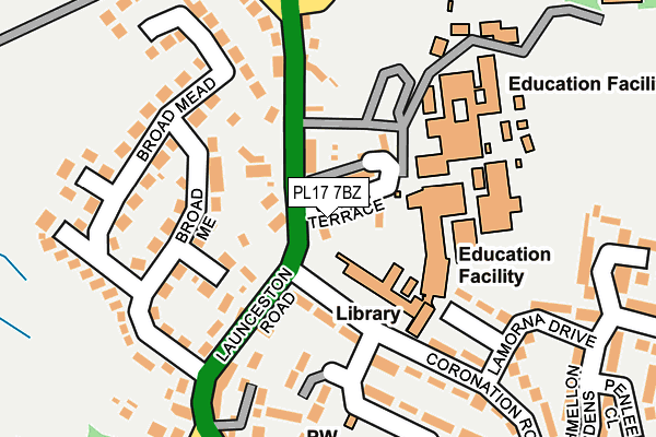 PL17 7BZ map - OS OpenMap – Local (Ordnance Survey)