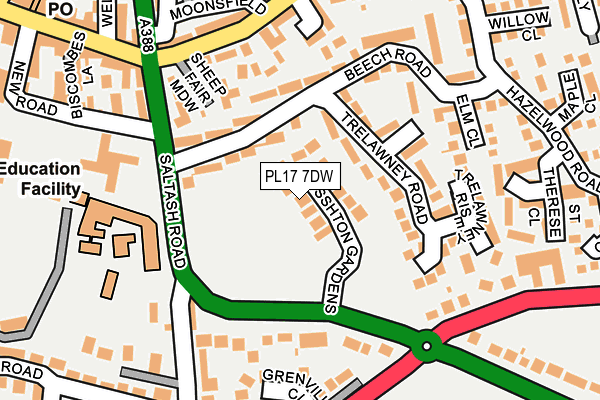 PL17 7DW map - OS OpenMap – Local (Ordnance Survey)