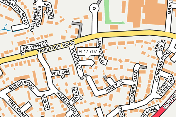 PL17 7DZ map - OS OpenMap – Local (Ordnance Survey)