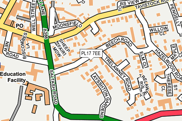 PL17 7EE map - OS OpenMap – Local (Ordnance Survey)