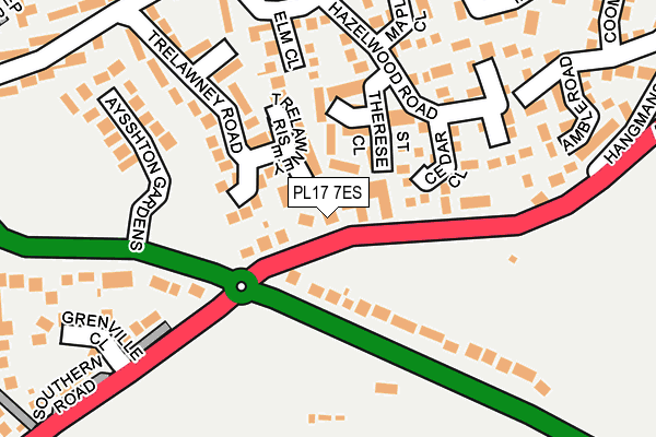 PL17 7ES map - OS OpenMap – Local (Ordnance Survey)