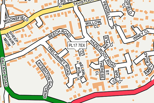 PL17 7EX map - OS OpenMap – Local (Ordnance Survey)
