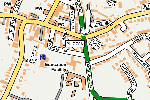 PL17 7GA map - OS OpenMap – Local (Ordnance Survey)
