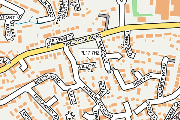 PL17 7HZ map - OS OpenMap – Local (Ordnance Survey)