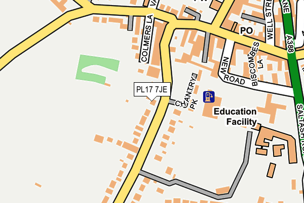 PL17 7JE map - OS OpenMap – Local (Ordnance Survey)