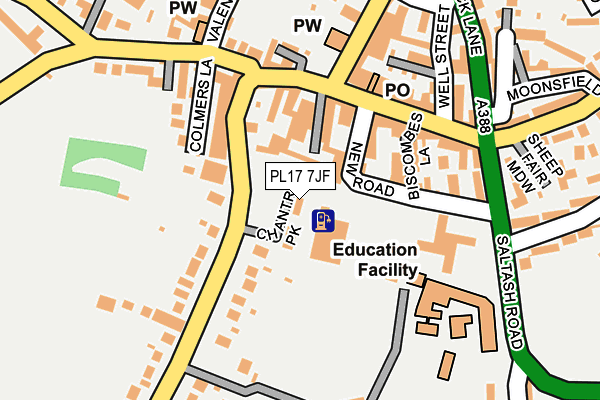 PL17 7JF map - OS OpenMap – Local (Ordnance Survey)