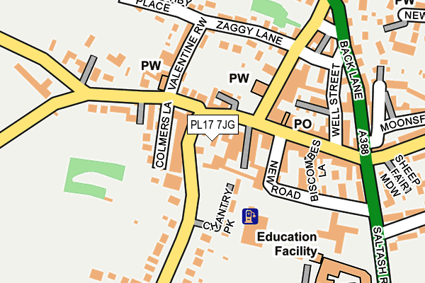 PL17 7JG map - OS OpenMap – Local (Ordnance Survey)