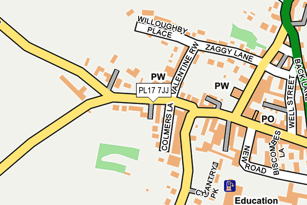 PL17 7JJ map - OS OpenMap – Local (Ordnance Survey)