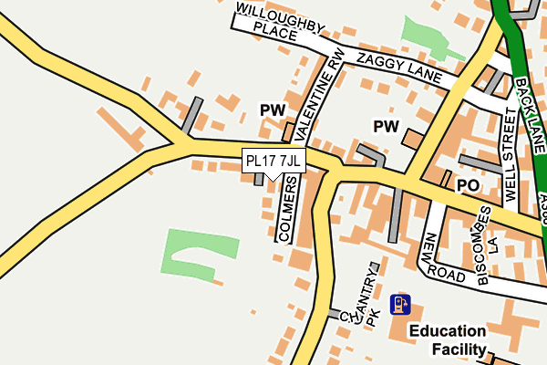 PL17 7JL map - OS OpenMap – Local (Ordnance Survey)