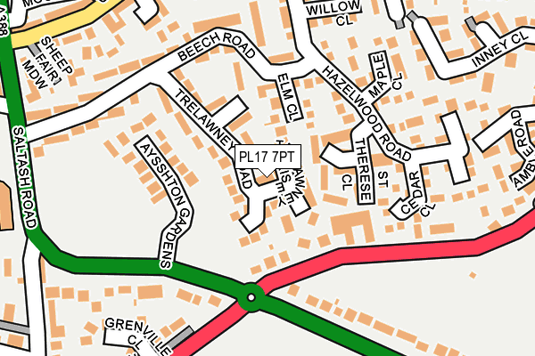 PL17 7PT map - OS OpenMap – Local (Ordnance Survey)