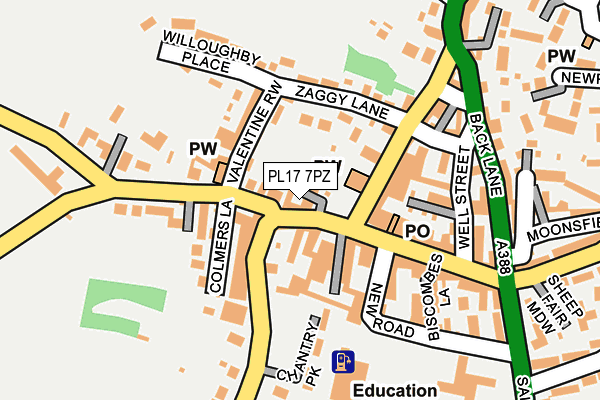 PL17 7PZ map - OS OpenMap – Local (Ordnance Survey)