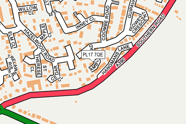 PL17 7QE map - OS OpenMap – Local (Ordnance Survey)