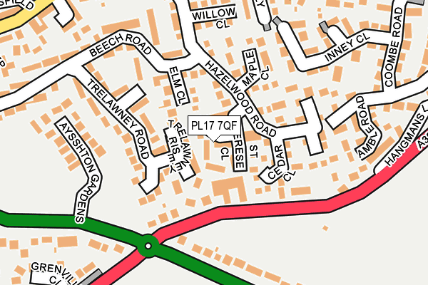 PL17 7QF map - OS OpenMap – Local (Ordnance Survey)