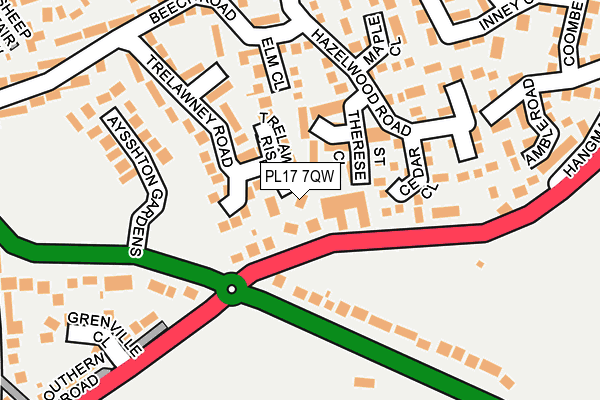 PL17 7QW map - OS OpenMap – Local (Ordnance Survey)