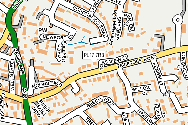 PL17 7RB map - OS OpenMap – Local (Ordnance Survey)
