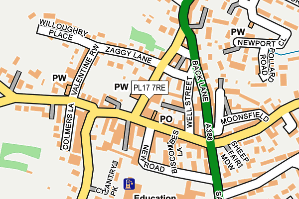 PL17 7RE map - OS OpenMap – Local (Ordnance Survey)