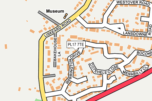 PL17 7TE map - OS OpenMap – Local (Ordnance Survey)