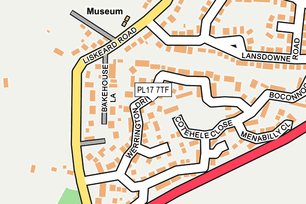 PL17 7TF map - OS OpenMap – Local (Ordnance Survey)