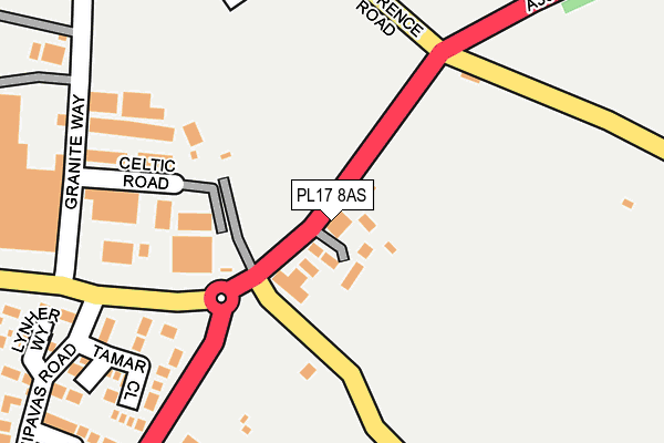 PL17 8AS map - OS OpenMap – Local (Ordnance Survey)