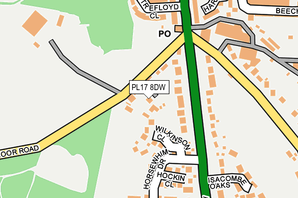 PL17 8DW map - OS OpenMap – Local (Ordnance Survey)