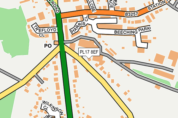 PL17 8EF map - OS OpenMap – Local (Ordnance Survey)