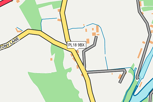 PL18 9BX map - OS OpenMap – Local (Ordnance Survey)