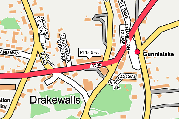 PL18 9EA map - OS OpenMap – Local (Ordnance Survey)