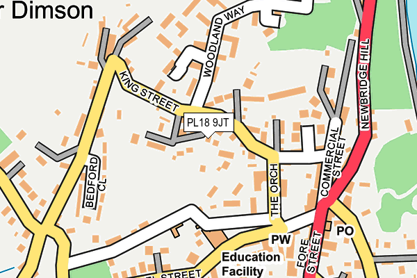 PL18 9JT map - OS OpenMap – Local (Ordnance Survey)