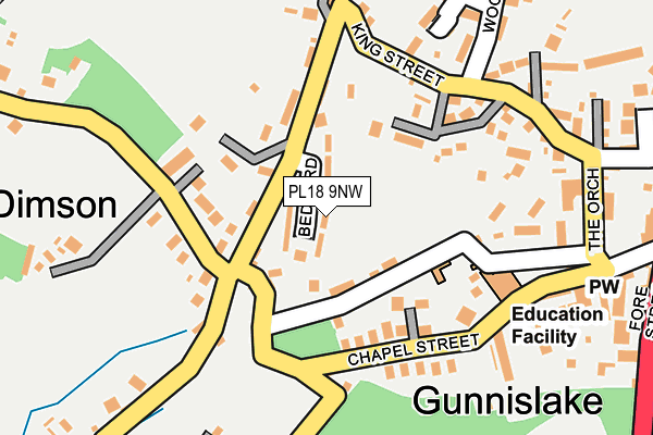 PL18 9NW map - OS OpenMap – Local (Ordnance Survey)