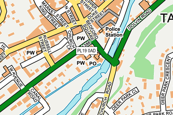 PL19 0AD map - OS OpenMap – Local (Ordnance Survey)