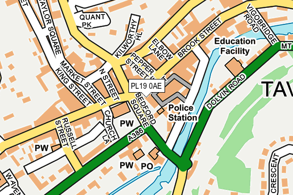 PL19 0AE map - OS OpenMap – Local (Ordnance Survey)