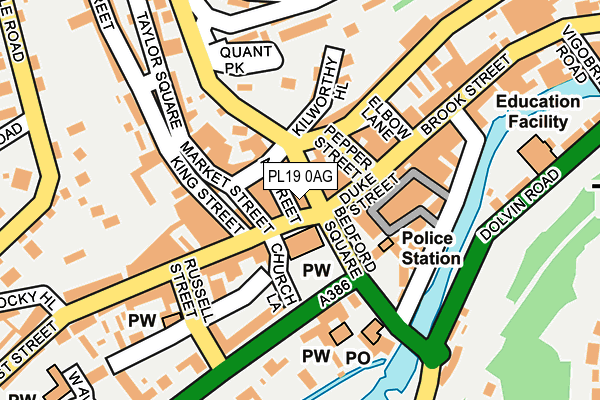 PL19 0AG map - OS OpenMap – Local (Ordnance Survey)