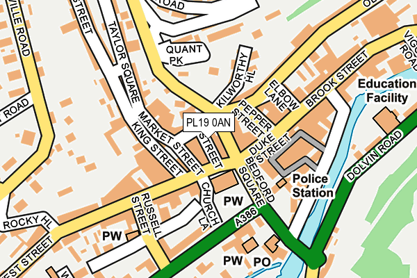 PL19 0AN map - OS OpenMap – Local (Ordnance Survey)