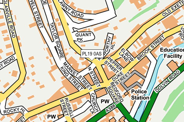 PL19 0AS map - OS OpenMap – Local (Ordnance Survey)