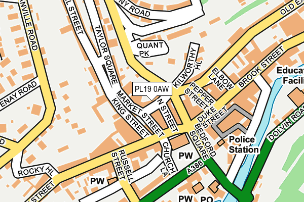 PL19 0AW map - OS OpenMap – Local (Ordnance Survey)